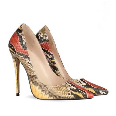 China Durable Snakeskin Pattern High Heels Fashion Women Stiletto High Heels Large Size Wedding Shoes for sale