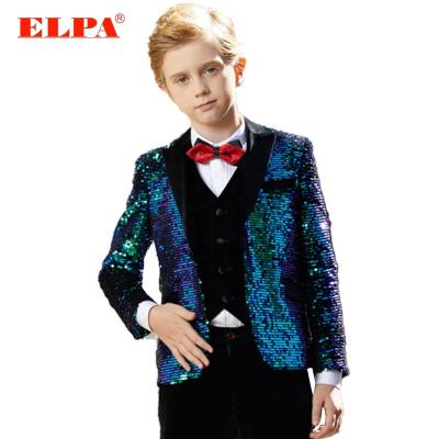 China ELPA Formal Fancy Shiny Green Sequins Party Wedding Ceremonial Boys Outfit Sets for sale