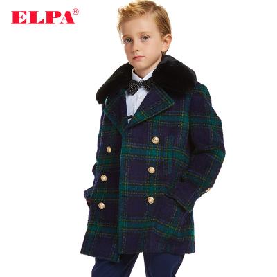 China ELPA Anti-Shrink Kid's Coats Latest Design Plaid Luxury Wool Coat For Winter for sale