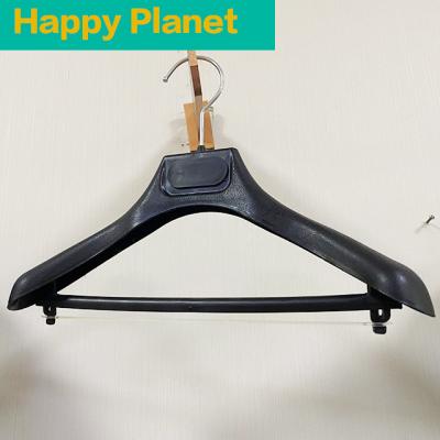 China Rustic Happy Planet Black Wide Shoulder Suit Hangers - Premium Lotus Wood, Panty Slip Bar and Chrome Swivel Hook for Dress Clot for sale