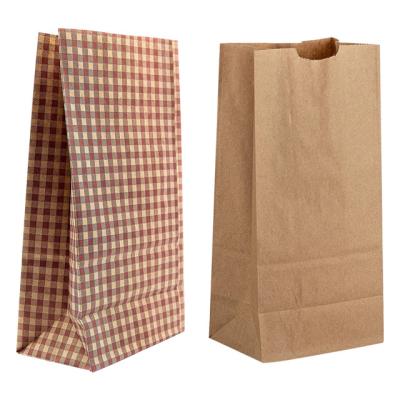 China Recyclable Custom White Food Pouch Disposable Recycled Kraft Paper Packaging Bag Logo Printed Grease Proof Craft Brown for sale