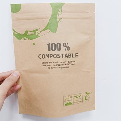 China Moisture Proof Custom Brown Kraft Paper Bags PBAT Degradable Compostable Plastic Bag Shipping Packaging Bag for sale