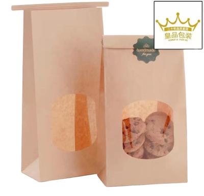 China Recyclable Brown Paper Food Kraft Bag With Clear Window For Waterproof Zipper Food Packaging Bag for sale