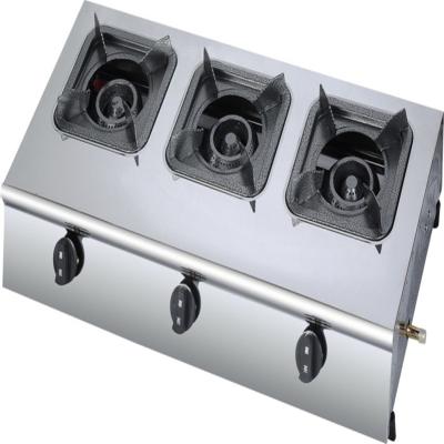 China Hotel New Arrival Stainless Steel Worktop High Quality Commercial Housing Gas Stove with 3 Burners for sale