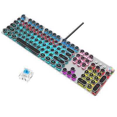 China Red Blue Rotating Keys LED Switch 104 Keys LED Computer Vintage Backlit Macro Numpad Macro Keyboard Gamer For Steampunk VS Logitech for sale