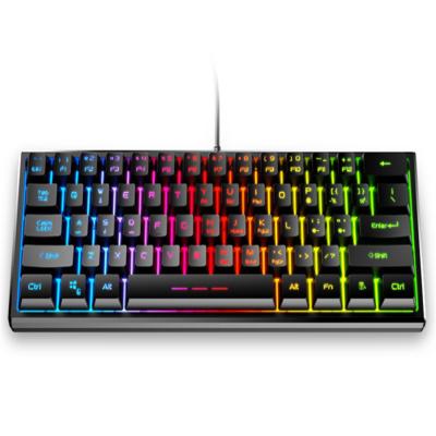 China Promotion Plug and Play PC Wired Ergonomic Mechanical Gaming Keyboard Feel 61 Keys Keyboard Design Rainbow RGB Light Waterproof Keyboard for sale