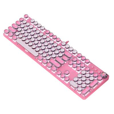 China Ambidextrous Mechanical Keyboard Gaming With LED Light ZK-4 Beautiful Pink Blue Round Keycaps Click Multimedia Button Gaming Punk Keyboard for sale