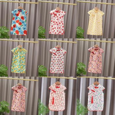 China 2022 Summer New Girls Breathable Fashion Children's Dress Floral Qipao Dress for sale