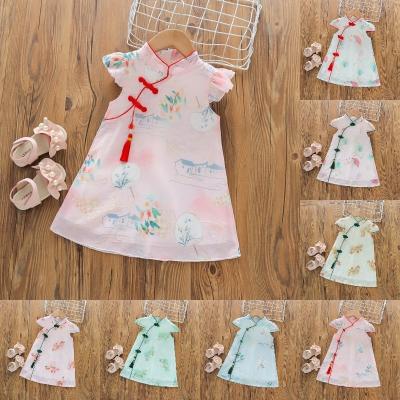 China 2022 Summer New Children's Breathable Qipao Dress With Butterfly Sleeves for sale