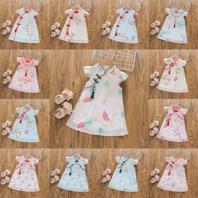 China 2022 New Breathable Girls Summer Qipao Dress Children's Dress Colorful Floral Dress for sale