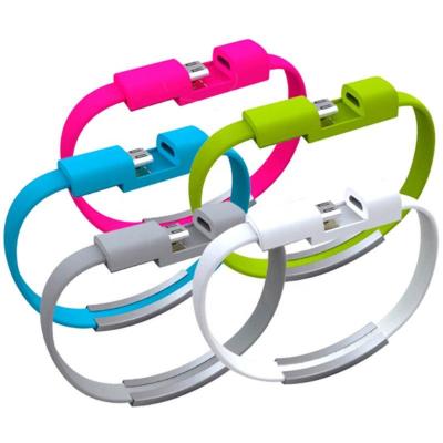 China For Android 22cm Solid Color Bracelet Wristband Data Cable Fast Charging USB To Micro USB Charger Wire Data Sync Cord For Android Phones for sale