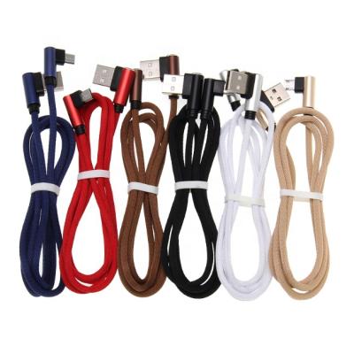 China Phone Charging Cable 90 Degree 3m USB Cable Micro Nylon Eblow USB Data Usb Data Charger Charging Cord For Samsung Xiaomi Android Mobile Phone for sale