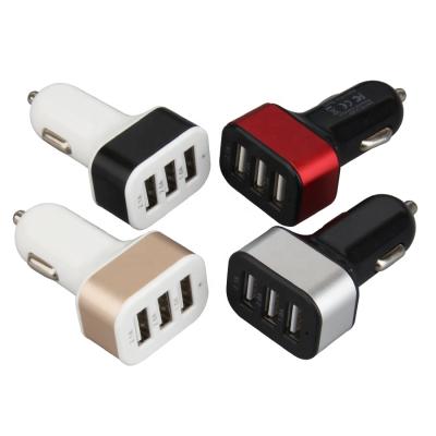 China Mobile Phone Charger 3 Port USB Phone Fast Car Charger Adapter 5V USB Charge 2.1A 2A 1A for Smart Phone GPS Tablet for sale