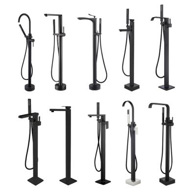 China Without Slide Bar Bathroom Decoration Free Standing Floor Mounted Bathtub Faucet Mixer for sale