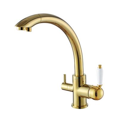 China Contemporary Antique Double Handle Kitchen Faucet Brass Faucet for sale