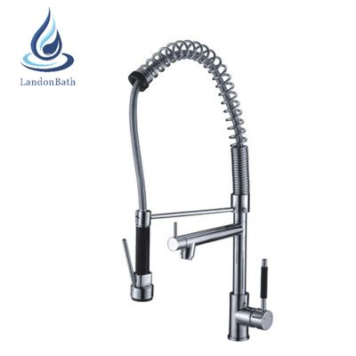 China Thermostatic Faucets Single Handle Brass Body Pull Out Kitchen Faucet Faucet With Down Spray Arc Faucets for sale