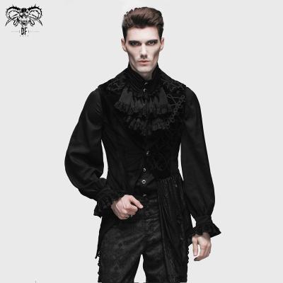 China WT004 Autumn Party Mens Breathable Gothic Patterned Turn Down Collar Floral Spiral Black Velveteen Vest for sale