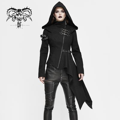 China CT157 Devil Breathable Fashion Women Punk Fitted Zipper Up Hooded Short Jackets With Tail for sale