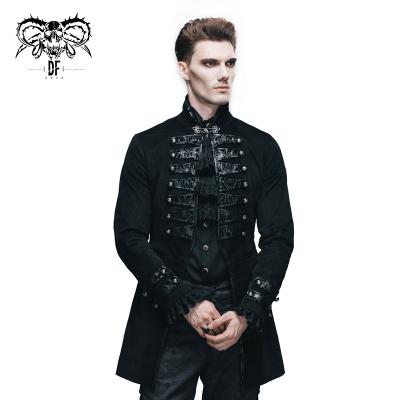 China CT023 Designer High Collar Noble Velvet Breathable Leather Buckles Long Gothic Devil Coats For Men for sale