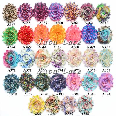 China Hair/shoes/clothing accessory new 2.5 inch shabby flower, chiffon fabric rose flowers, baby headband hair flower for sale