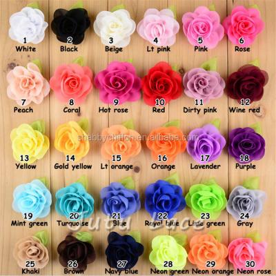 China Hot Selling Decorative Hair Flower Brooch Flowers - 6cm Mini Leaf Chiffon Craft Artificial Flower For Baby Hair Accessories for sale