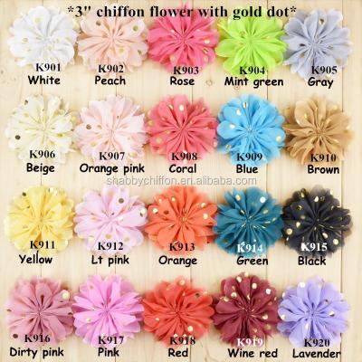 China Lotus Chic Elegant Chiffon Decorative Flower - Foil Gold Polka Dots Chiffon Fabric Flowers - Wholesale Hair Craft Flower Accessory for sale