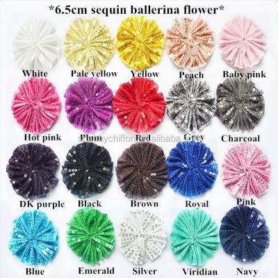 China 6.5cm artificial chiffon sequin fabric ballerina charm flower,chiffon hair fabric flower in stock for babygirl for sale