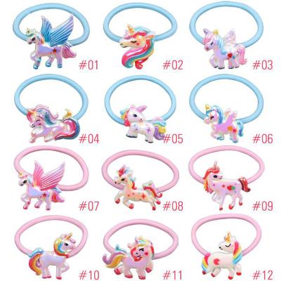 China Trendy Cartoon Unicorn Hair Accessories Set Hair Cut Unicorn Headband For Lovely Girls Elastic Hair Band Headwear Fashion Accessories for sale