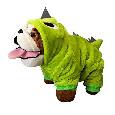 China Sustainable Small Winter Green Dinosaur Soft Stuffed Pet Clothes Puppy Accessories Deluxe Dog Costume for sale