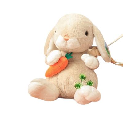 China 2020 Children's Gift Valentine Gifts Soft Stuffed Animals Bag Plush Beige Rabbit Clever Backpack for sale