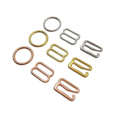 China Custom Rose Gold Metal Adjuster Bra Ring Slider Hook Metal Bra Buckle Underwear Factory for Swimwear for sale