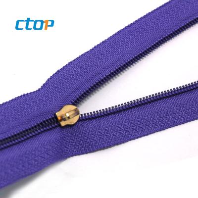 China Factory price viable high quality long chain nylon zipper for garment accessories for sale