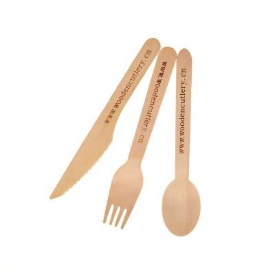 China Biodegradable Disposable Knife 100pcs Spoon 100pcs Fork 100pcs Disposable Wooden Tableware for sale