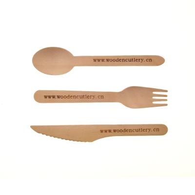 China Disposable Wooden High Level Cutlery Kit Knife Spoon Eco-frinedly Tableware Birchwood Food Serving Set for sale