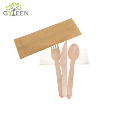 China Restaurant Fork Spoon Knife Wooden Cutlery Set For Party for sale