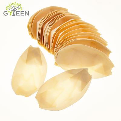 China Sustainable Japanese Serving Boat Disposable Wooden Sushi Dish Wooden Sushi Plate Fast Food White Cardboard for sale