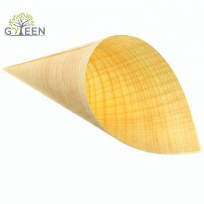 China Viable disposable wooden food containers cone for sale