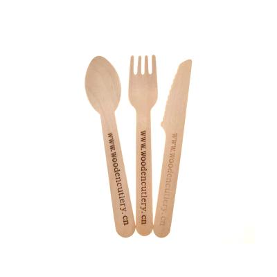 China Restaurant Eco Tableware Set Eco-friendly Cheap Outdoor Tableware Kit Mini Disposable Wooden Cutlery 140mm for sale