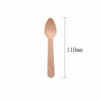 China Small 110mm Hot Sale Eco-friendly 100% Natural Mini Tasting Disposable Wooden Spoon biodegradable from wooden scoop for sale