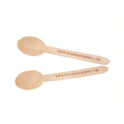 China Custom Biodegradable Eco Friendly Wooden Spoon 160mm Disposable Camping With Logo for sale