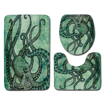 China DB Sustainable Toilet Mat Set 3 Piece Bath Animal Octopus Model Luxury Branded Toilet Mats Set for sale