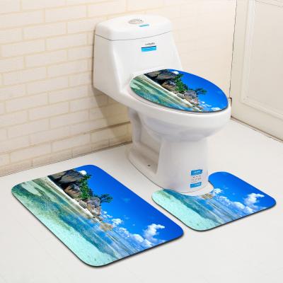 China DB Sustainable 500MMx800MM 3 Piece Set Chimney Pattern Anti-Slip Toilet Floor Mat for sale