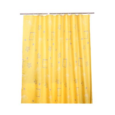 China Sustainable DB Polyester Shower Curtain Fabric Yellow Shower Curtain Set For Bathroom Decor for sale