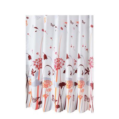 China DB Designers Sustainable Brown Color Flower Shower Curtains With Shower Curtain Hooks Rings for sale