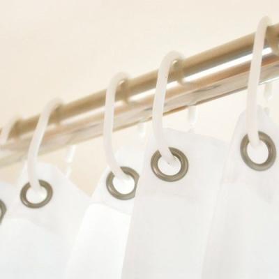 China Minimalist Multifunctional Shower Accessories 12 Pcs Oval White Color PP Shower Curtain Hooks for sale