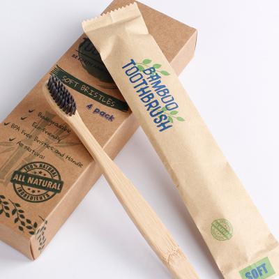 China Charcoal Whitening Stiffeners OEM Bamboo Toothbrush With Logo Customized Eco-Friendly Biodegradable Charcoal Toothbrush for sale