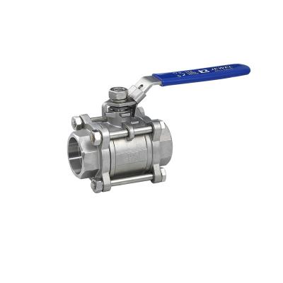 China General Manual Stainless Steel Low Pressure Three Piece Internal Thread Ball Valve for sale