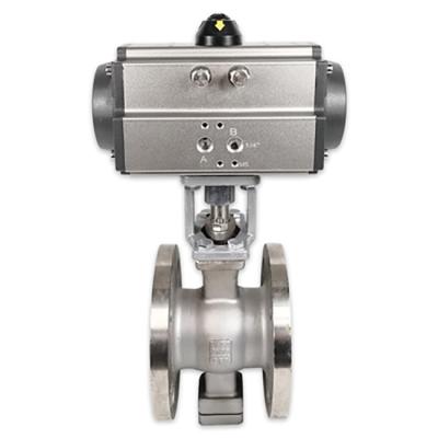 China General factory stainless steel pneumatic v-type metal hard-sealed paper sludge cast flange quick-opening special steel ball valve for sale