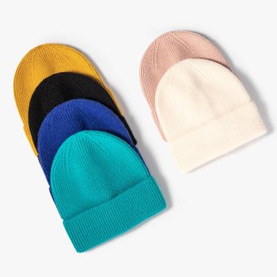 China NEW COMMON custom logo winter knitted plain pure color flat hat woolen hat cold wholesale for sale