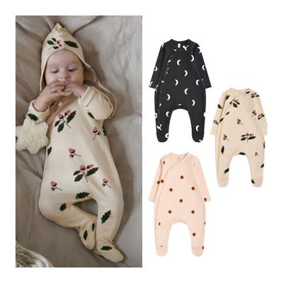 China Wholesale Spandex/Cotton Baby Girls' Rompers Print Overalls Autumn Newborn Baby Clothes for sale